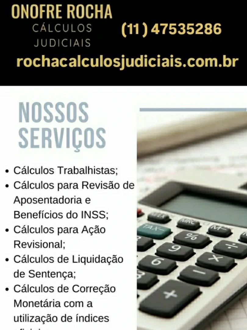 ⚠️ Está precisando de CALCULOS.  Você  ADVOGADO, deixe os seus cálculos judiciais por nossa conta.

👉Nos Fazemos Cálculos Trabalhistas e outros calculos  pelo Sistema PJE-Calc com rapidez e eficiência.

📲Ligue hoje mesmo no WhatsApp (11) 4753-5286

👉E-mails: rochacalculosjudiciais@gmail.com e rochaadvocacia@aasp.org.br
⚠️SITE: rochacalculosjudiciais.com.br

#calculos
#calculosjudiciais
#calculossaopaulosp