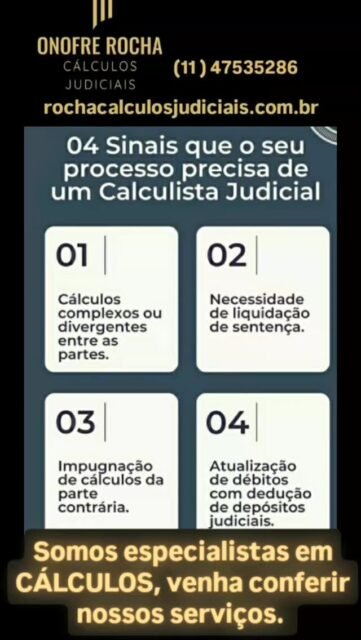 ⚠️Tenha os melhores cálculos judiciais no seu processo, aqui na Rocha Cálculos Judiciais oferecemos esse serviço.

🔷️ Com qualidade e eficiência. 

🔷️ Nossos profissionais possuem vasta experiência e conhecimento na área .

🔷️ E estão preparados para oferecer assessoria na elaboração de cálculos judiciais para qualquer tipo de processo. 

⚖ Além disso, nossa equipe é qualificada para auxiliar na realização de perícias e nos trâmites burocráticos que envolvem o processo.

🔷️ Estamos sempre à disposição para atendê-lo e tirar quaisquer dúvidas que você possa ter.

🔷️ Entre em contato conosco e solicite um orçamento. Não deixe para depois, pois quanto antes você contratar
os nossos serviços, mais rápido poderá finalizar o seu processo.

Visite nosso site: https://www.rochacalculosjudiciais.com.br/

#rochacalculosjudiciais 
#advogado